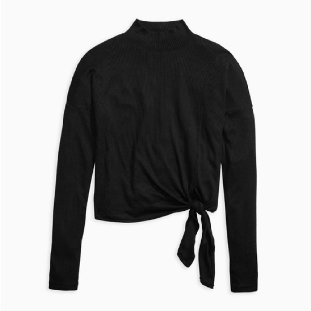 RAG & BONE | The Rib Knit Tie Turtleneck in Black - Picture 6 of 7